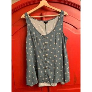 Torrid Size 00 Women's M/L 10 Moss Green Rayon Blend Tank Top Belted Back EUC